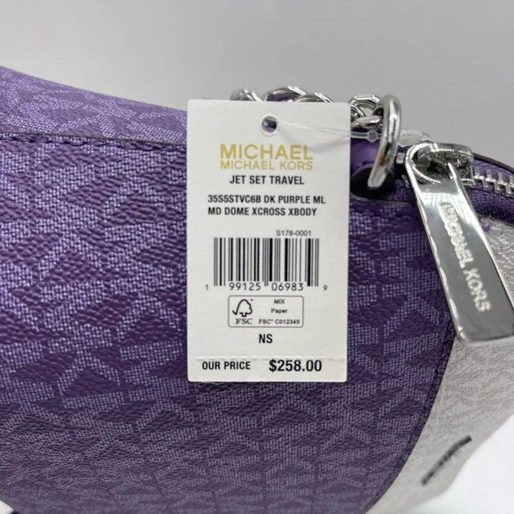 MICHAEL KORS Jet Set Travel Color-Block Signature Logo Crossbody BagDark Purple